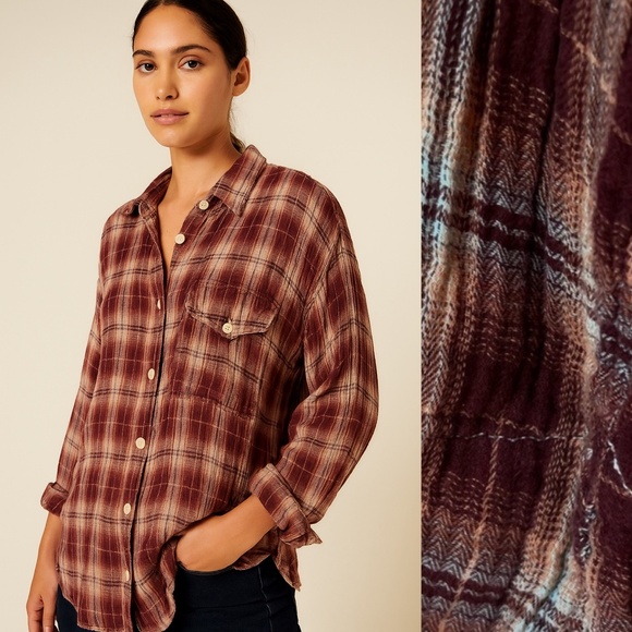 CP Shades Brown and Blue Plaid Shirt Super Soft Cotton Flannel Cozy Fall - Picture 1 of 8
